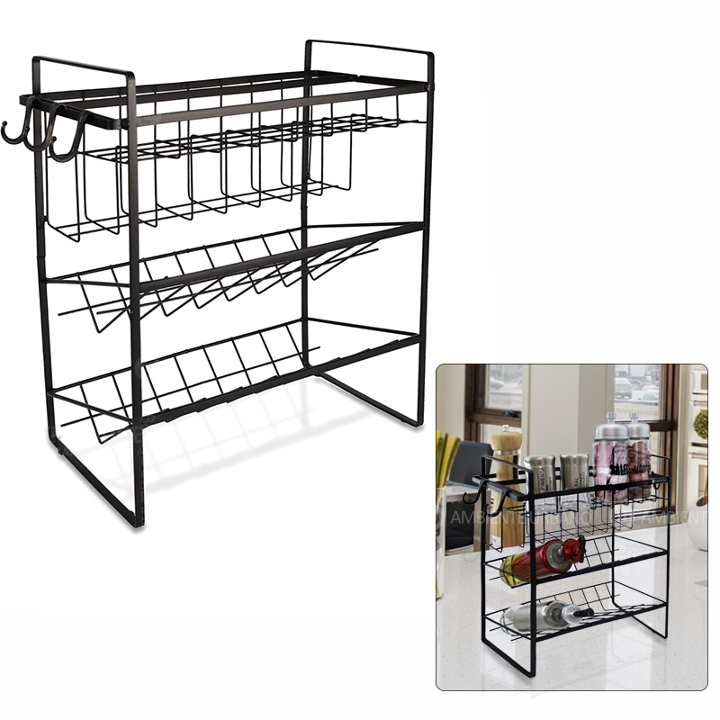 Ambiente Urbano - Organizador De Cocina Aluminio Con Perchas Y Barral