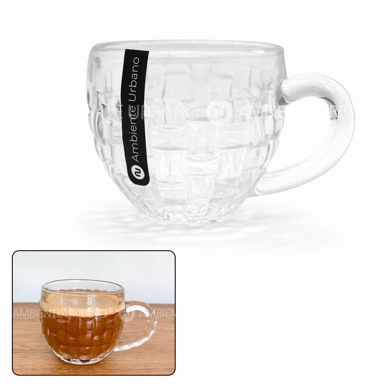 Tazas de café y té de cristal.