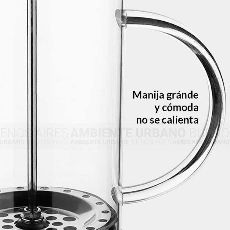 Ambiente Urbano - Cafetera Manual Embolo 600 mL Vidrio y Acero