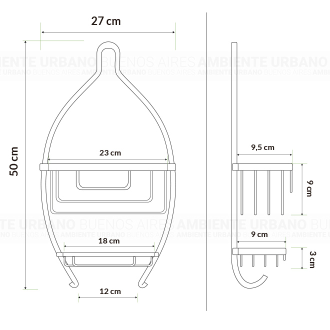 Ambiente Urbano - Organizador de Ducha Colgante Dos Estantes y
