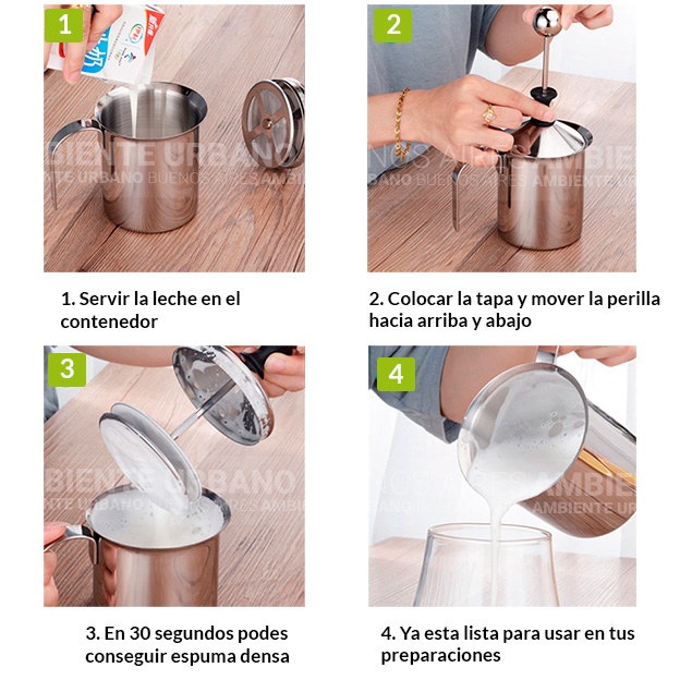 Ambiente Urbano - Batidor Espumador de Leche en Acero Inoxidable 400 ml