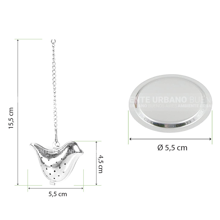 Ambiente Urbano - Infusor de Te en Hebras Forma Pajarito en Acero Inoxidable