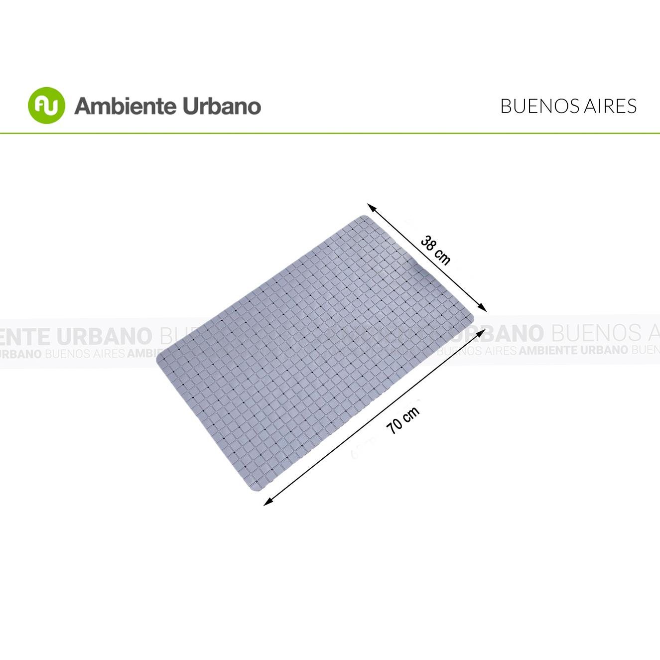 Ambiente Urbano - Alfombra Antideslizante con Sopapa Cuadros Blanca 39 x 69  cm